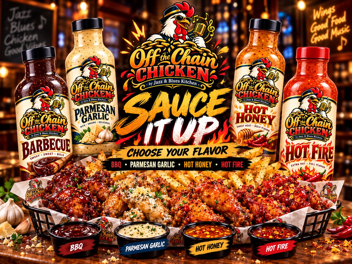 Off the Chain wings and signature sauces