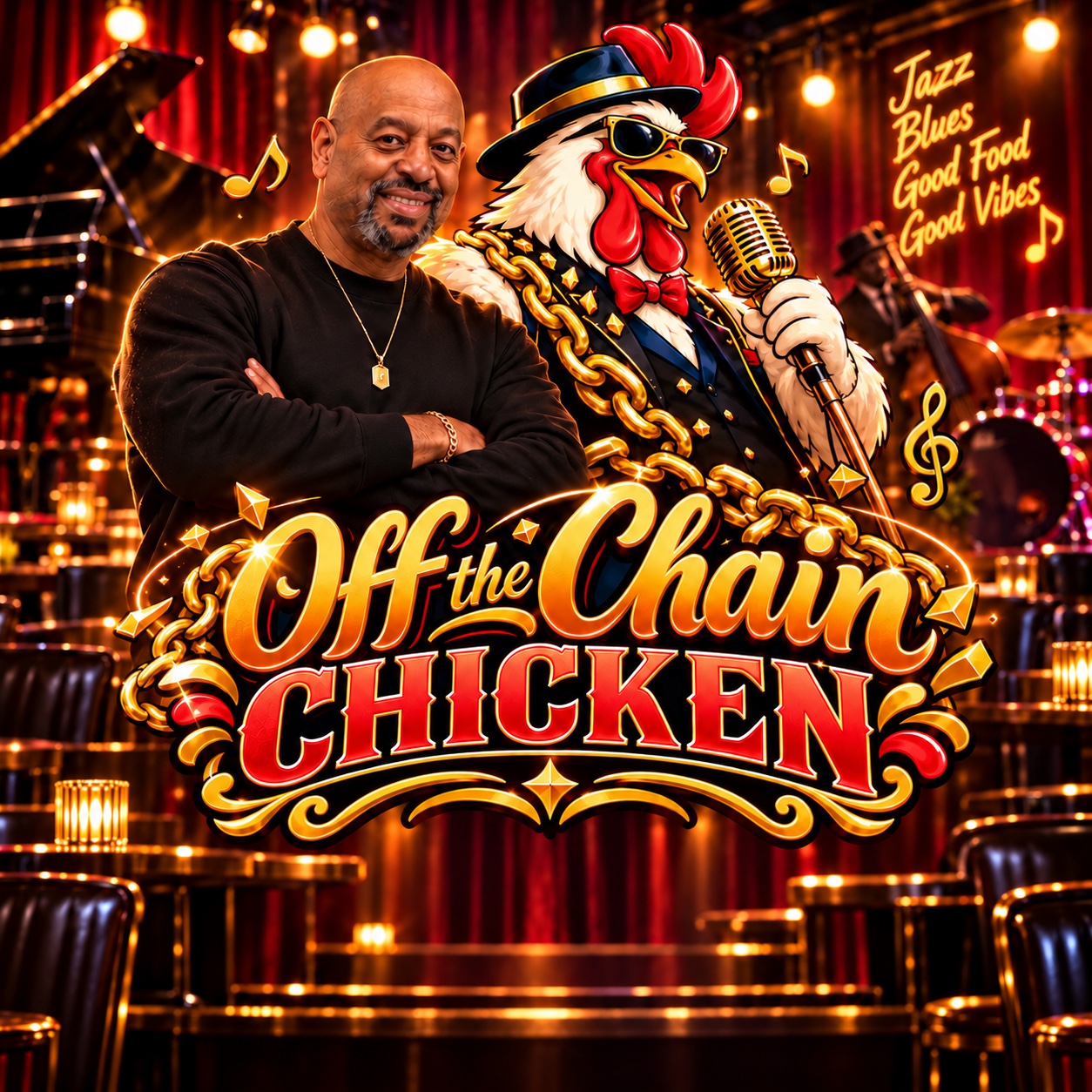 Off the Chain Chicken founder and brand artwork